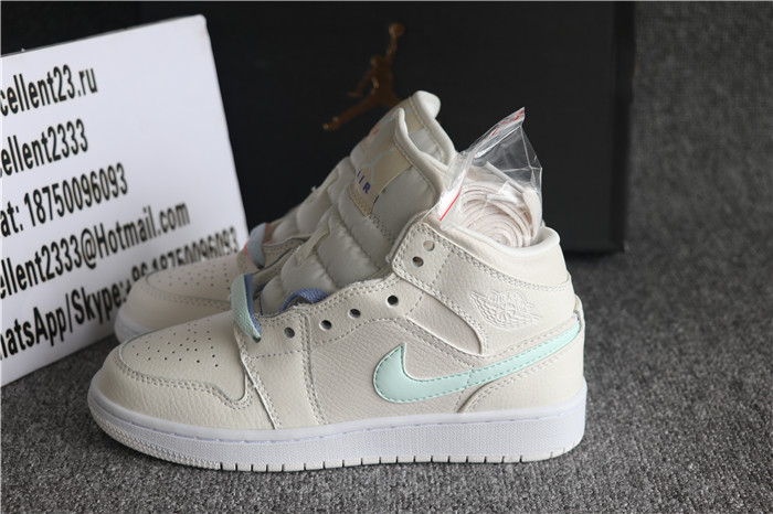 Authentic Nike Air Jordan 1 Mid Multi-Color Swoosh Phantom