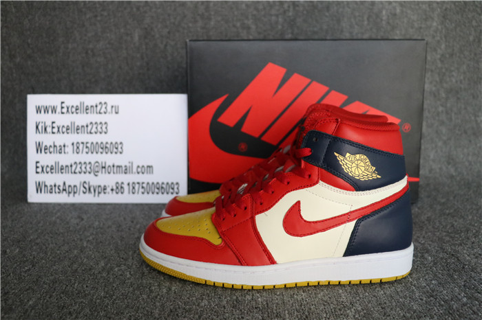 New Nike Air Jordan 1 Red Yellow Navy Blue